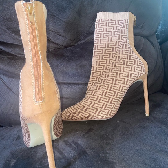 Brown Designed Booties/Heels - Picture 2 of 5